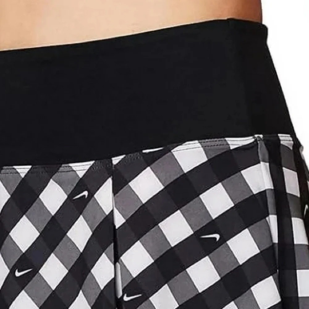 Nike Dri-FIT sz XS black & White logo check print Club Performance Tennis skort